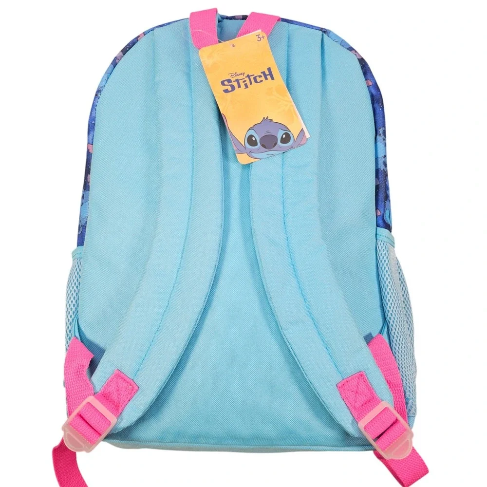 Disney Stitch Backpack Kids Flashing Lights Flower Applique‎ Front Pocket